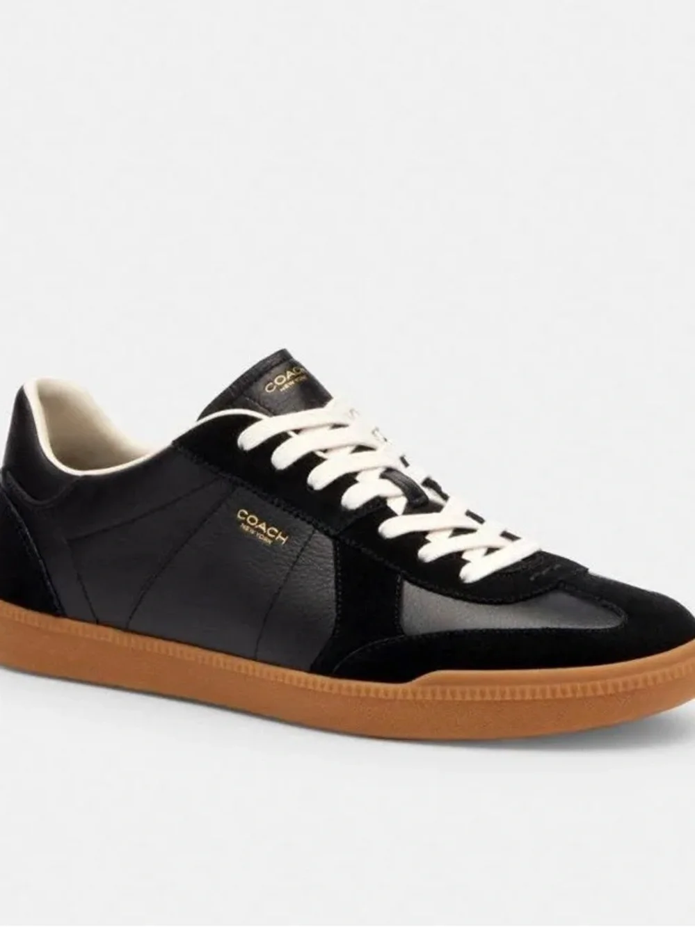 Coach Black Leather & Suede Women's Low-Top Sneakers with Gum Sole